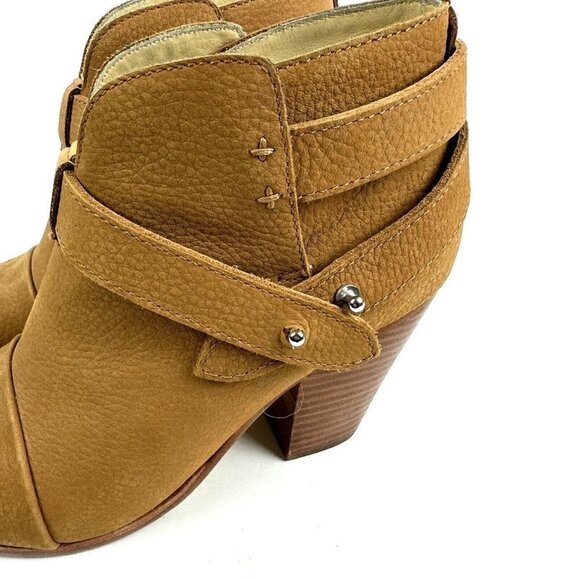 Rag & Bone Harlow Boots 36.5 Tan Brown Suede Nubuck Leather Ankle Bootie 6.5 - Picture 3 of 12